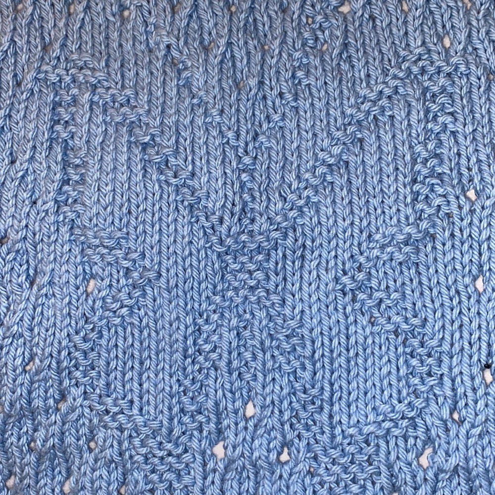 3 Blue Hand Knitted Butterfly Wash Cloths Cotton